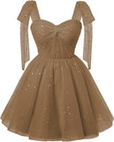 Sparkly Strarry Tulle Homecoming Dresses for Teens 2027 A Line Short Cocktail Party Gowns