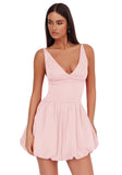 V Neck Satin Homecoming Dresses for Teens 2027 Short Prom Dress A-Line Backless Cocktail Party Gowns with Pockets