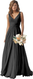 Chiffon Bridesmaid Dresses Long for Women A Line Ruched Formal Porm Evening Gowns
