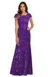 Lace Appliques Scoop Neck Sequin Mother of the Bride Dresses Mermaid Short Sleeve Formal Evening Gowns