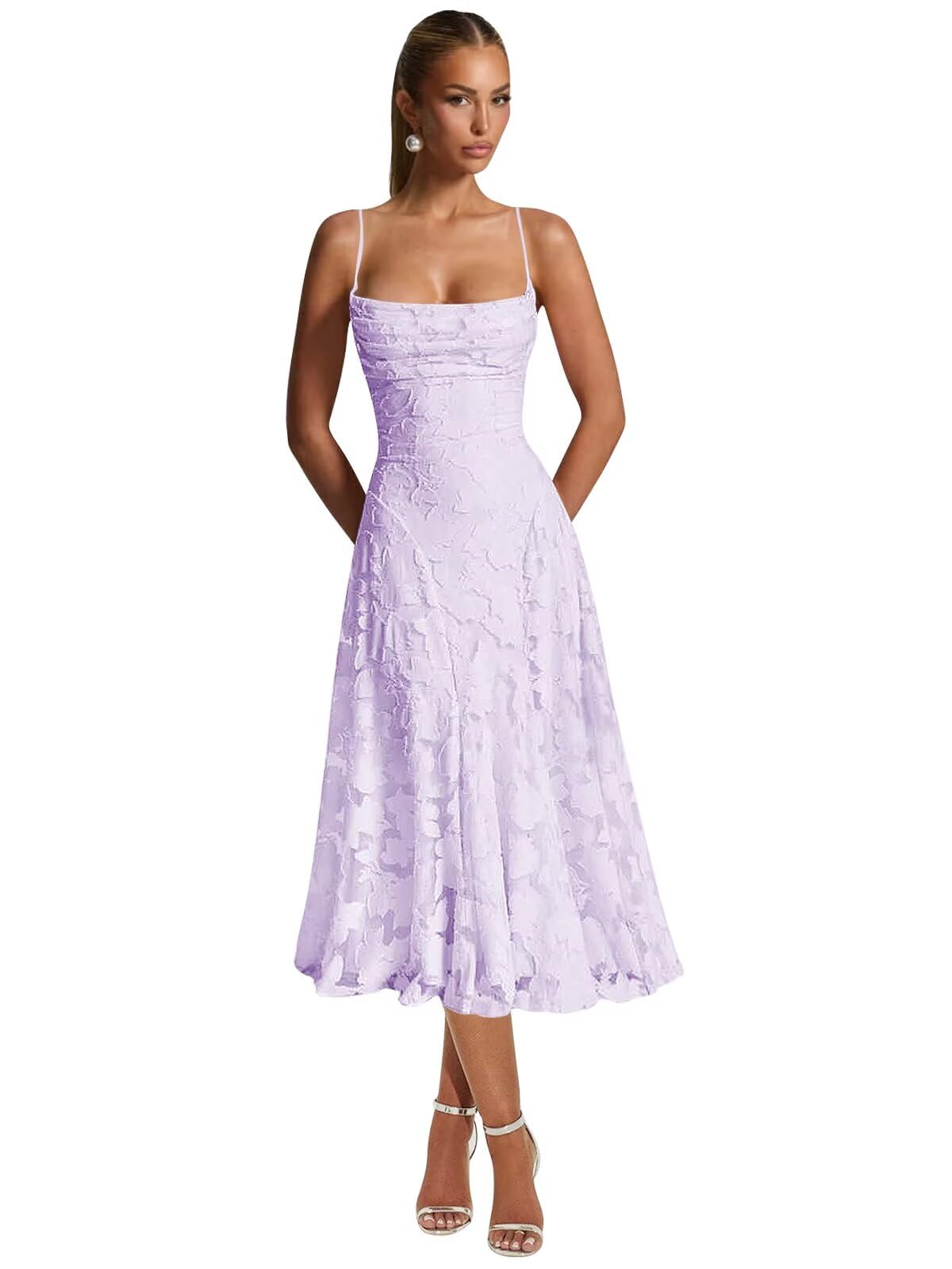 Lace Jacquard Bridesmaid Dresses for Women 2027 Spaghetti Straps Ruffle Formal Wedding Guest Dress Formal Evening Dress