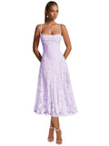 Lace Jacquard Bridesmaid Dresses for Women 2027 Spaghetti Straps Ruffle Formal Wedding Guest Dress Formal Evening Dress