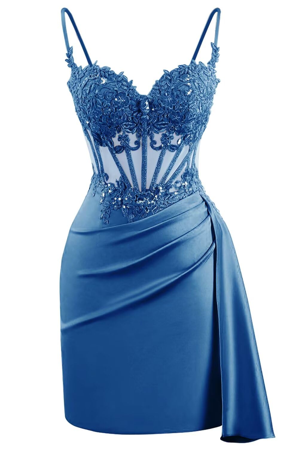 Lace Satin Homecoming Dresses for Teens 2027 Short Prom Dress Spaghetti Straps Corset Cocktail Formal Evening Gowns
