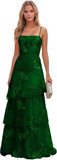 Jacquard Laces Prom Dress for Women Spaghetti Strap Bridesmaid Dresses Long Formal Wedding Party Gown