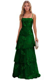 Jacquard Laces Prom Dress for Women Spaghetti Strap Bridesmaid Dresses Long Formal Wedding Party Gown