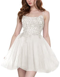 Tulle Homecoming Dresses Short Wedding Dresses 2026 Spaghetti Strap Prom Dress A Line Lace Applique Formal Party Gown