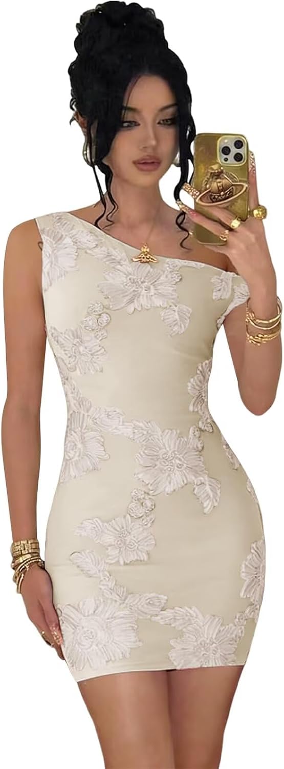 Tulle Floral Homecoming Dresses for Teens 2026 Short Lace One Shoulder Prom Evening Cocktail Dress