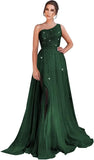One-Shoulder-Ballkleid mit Pailletten, formelle Kleider für Damen, funkelnde Abendkleider, Tüll-Ballkleid 