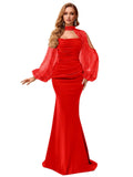Kingbridal Gowns Long Sleeve Prom Dresses 2026 Mermaid Satin Formal Dress for Women Sparkly Sequin Halter Neck Evening Party Gowns