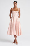 Satin Jacquard Prom Dress with Bow Tea Length Floral Midi Formal Evening Party Gown Tea-Length for Women Engagement Gown