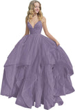 Women's Sparkly Tulle Prom Dress 2023 Long Ball Gown Spaghetti Straps Quinceanera Dress