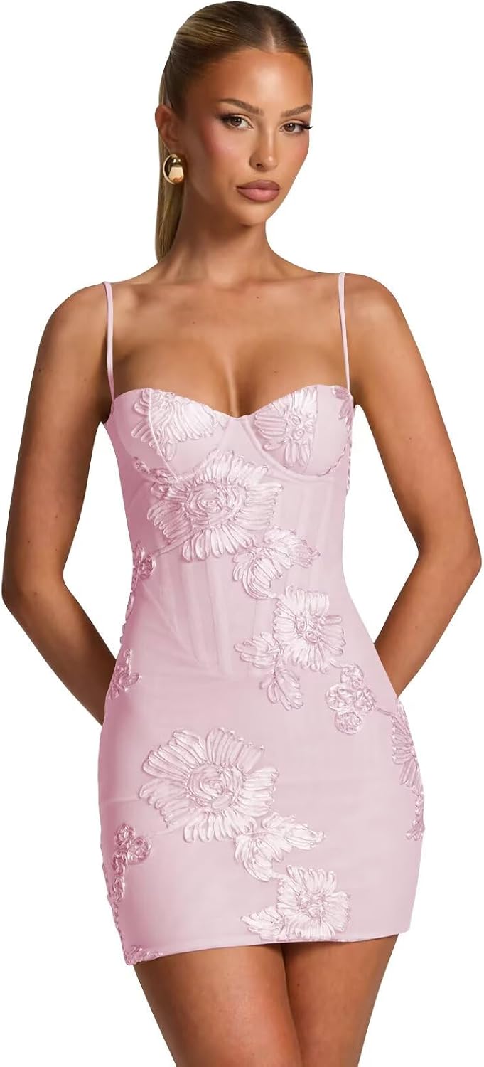 Spaghetti Straps Short Homecoming Dresses 2026 Mini Tight Embroidery Corset Prom Evening Cocktail Dress