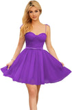 Vestidos cortos de tul brillante para adolescentes, con tirantes finos y corte en A, para fiesta de graduación.