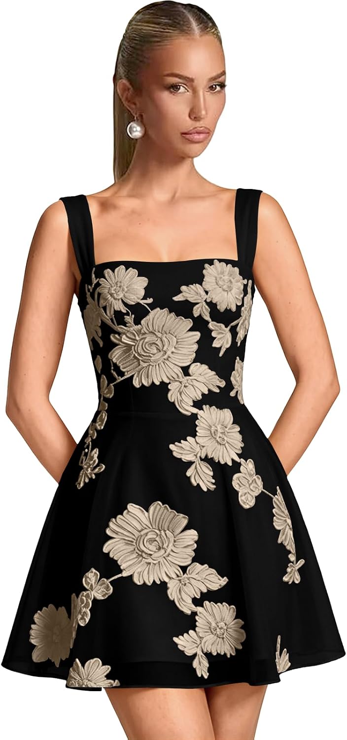 Floral Tulle Homecoming Dresses Short Embroidery Lace A-Line Mini Formal Graduation Cocktail Gown