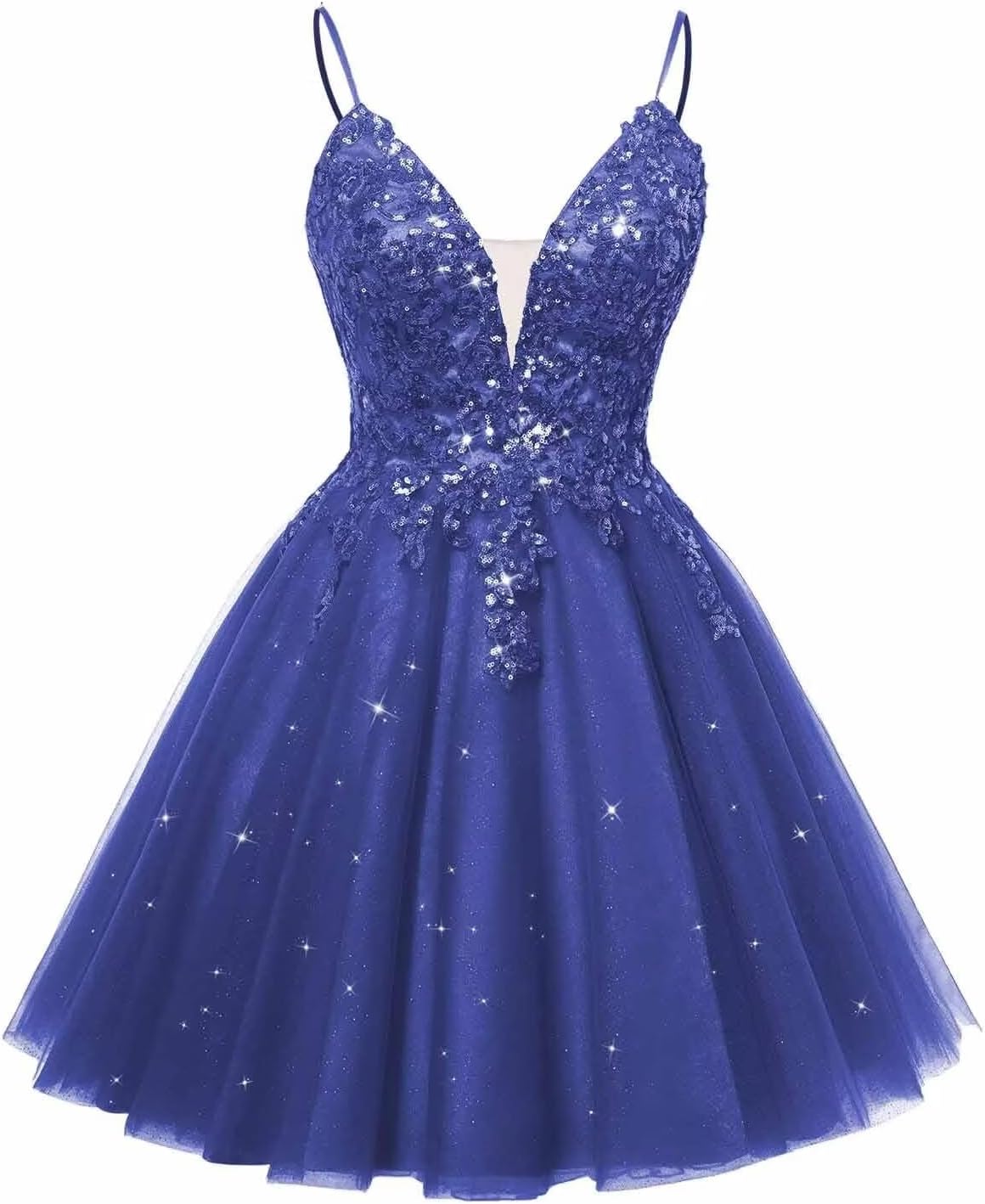 Spaghetti Straps Sequin Lace Appliques Short Homecoming Dresses for Teens Glitter Tulle Prom Party Dresses