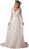 Women's Beach Wedding Dresses for Bride 2025 Long Lace Wedding Bridal Gowns