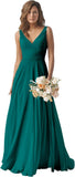 Chiffon Bridesmaid Dresses Long for Women A Line Ruched Formal Porm Evening Gowns
