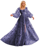 Long Sleeve 3D Butterfly Prom Dresses for Women Formal Fairy Ball Gowns Corset Tulle Evening Gowns with Slit 2026