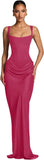 Mermaid Satin Prom Dresses for Women 2026 Spaghetti Strap Formal Dress Ruched Corset Evening Party Gowns
