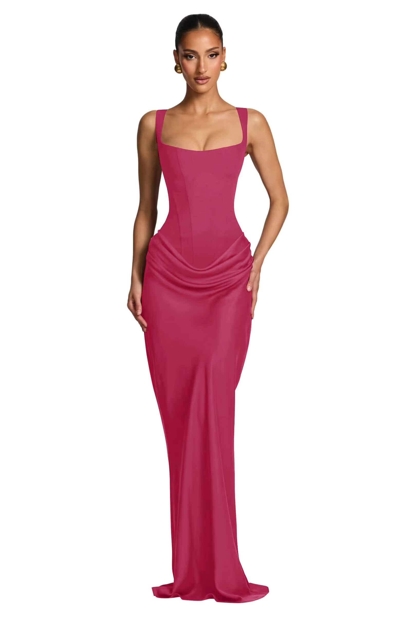 Mermaid Satin Prom Dresses for Women 2026 Spaghetti Strap Formal Dress Ruched Corset Evening Party Gowns