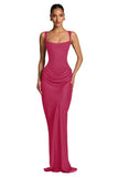 Mermaid Satin Prom Dresses for Women 2026 Spaghetti Strap Formal Dress Ruched Corset Evening Party Gowns