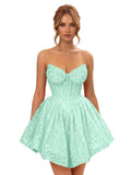 Strapless Sequin Homecoming Dresses for Teens 2026 Sparkly A-line Short Prom Dress Corset Cocktail Party Gowns