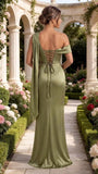 Kingbridal One Shoulder Bridesmaid Dresses for Women Mermaid Satin Formal Evening Maxi Dress