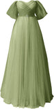 Glitter Tulle Prom Dresses Off The Shoulder Sweetheart Puffy Long Evening Gowns for Women 2027
