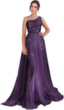 One Shoulder Sequin Prom Dress Long A-Line Tulle Formal Evening Gowns for Women 2027