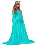 Kingbridal Pearl Tulle Maternity Dress for Photoshoot Long Puffy Sleeve Pregnancy Gown