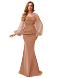 Kingbridal Gowns Long Sleeve Prom Dresses 2026 Mermaid Satin Formal Dress for Women Sparkly Sequin Halter Neck Evening Party Gowns
