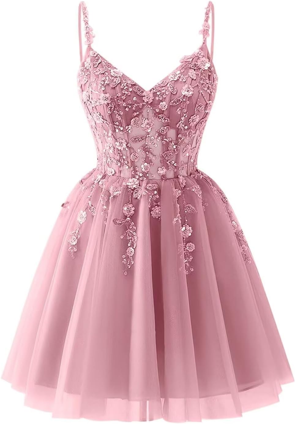 Lace Applique Tulle Homecoming Dresses for Teens Sparkly 3D Flower Short Prom Dress Sequin Quinceanera DAMA Dress