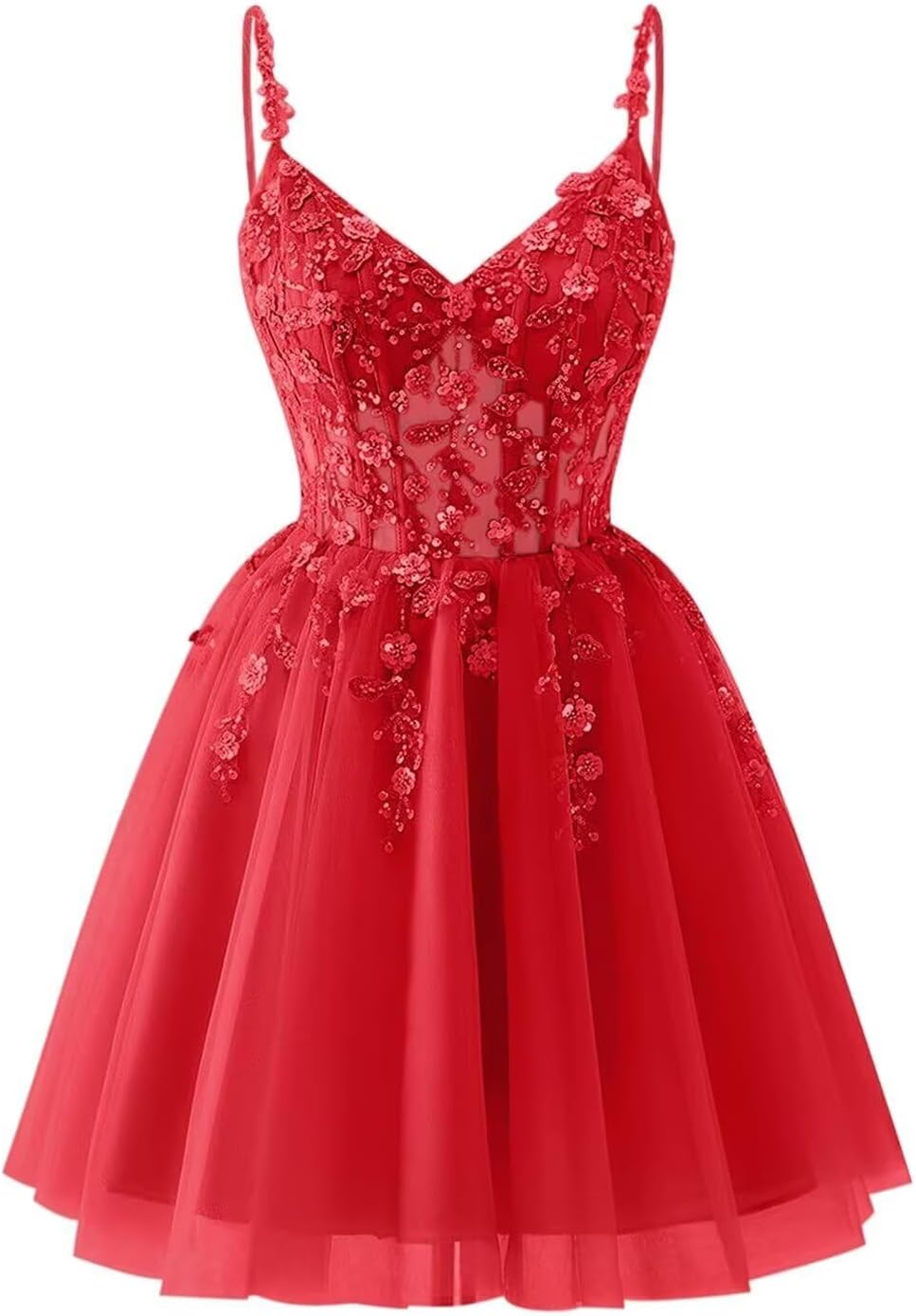 Lace Applique Tulle Homecoming Dresses for Teens Sparkly 3D Flower Short Prom Dress Sequin Quinceanera DAMA Dress