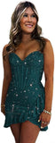 Sequin Homecoming Dresses 2027 Strapless Corset Ruffle Mermaid Short Prom Cocktail Dress