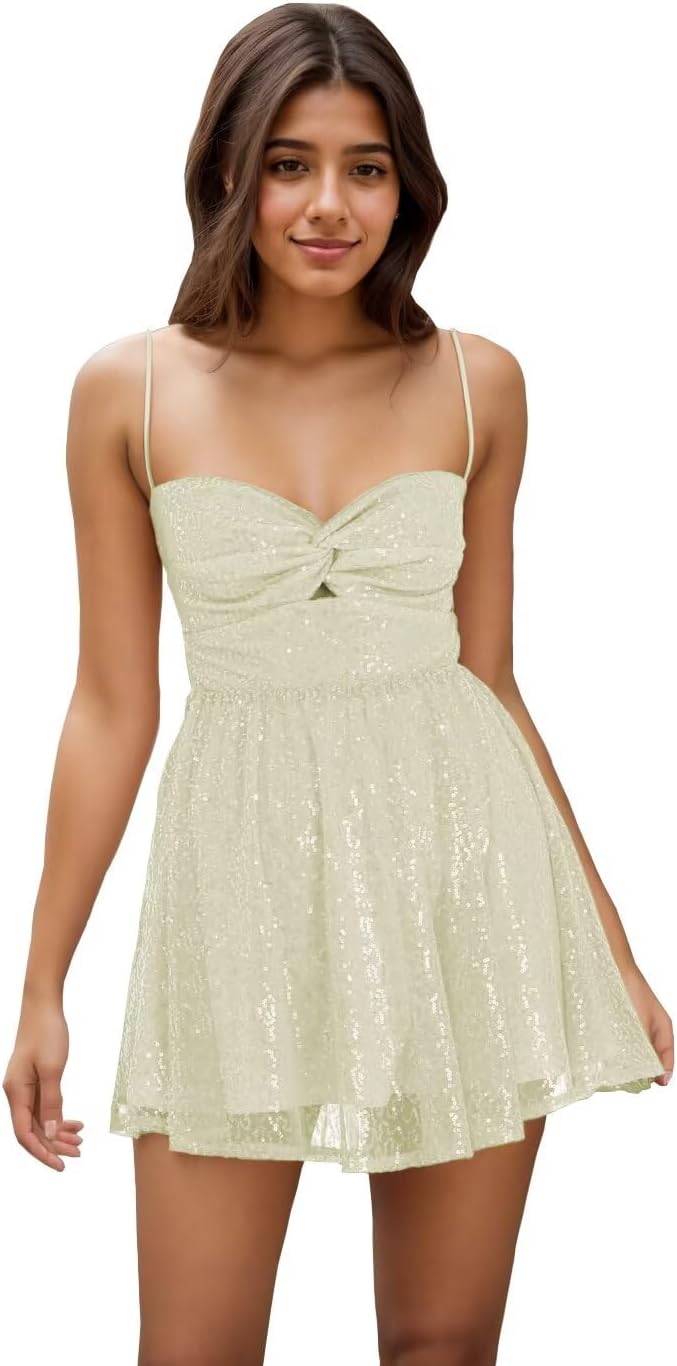 Spaghetti Straps Sequin Homecoming Dresses for Teens 2027 Short Sequin Dresses Mini Formal Cocktail Gown