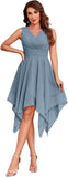 Women's Short Bridesmaid Dresses 2025 V Neck Ruched Chiffon Formal Cocktail Party Dress