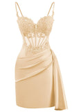 Lace Satin Homecoming Dresses for Teens 2027 Short Prom Dress Spaghetti Straps Corset Cocktail Formal Evening Gowns