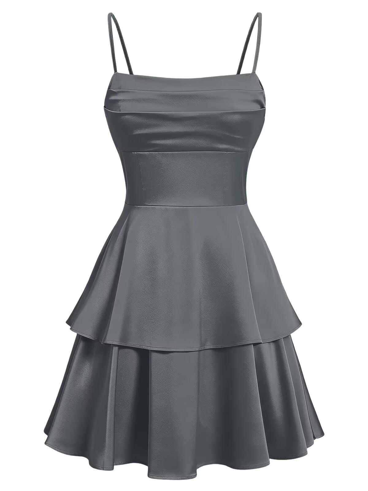 Tiered Satin Homecoming Dresses for Teens Short A Line Tight Spaghetti Strap Formal Cocktail Party Gown 2026