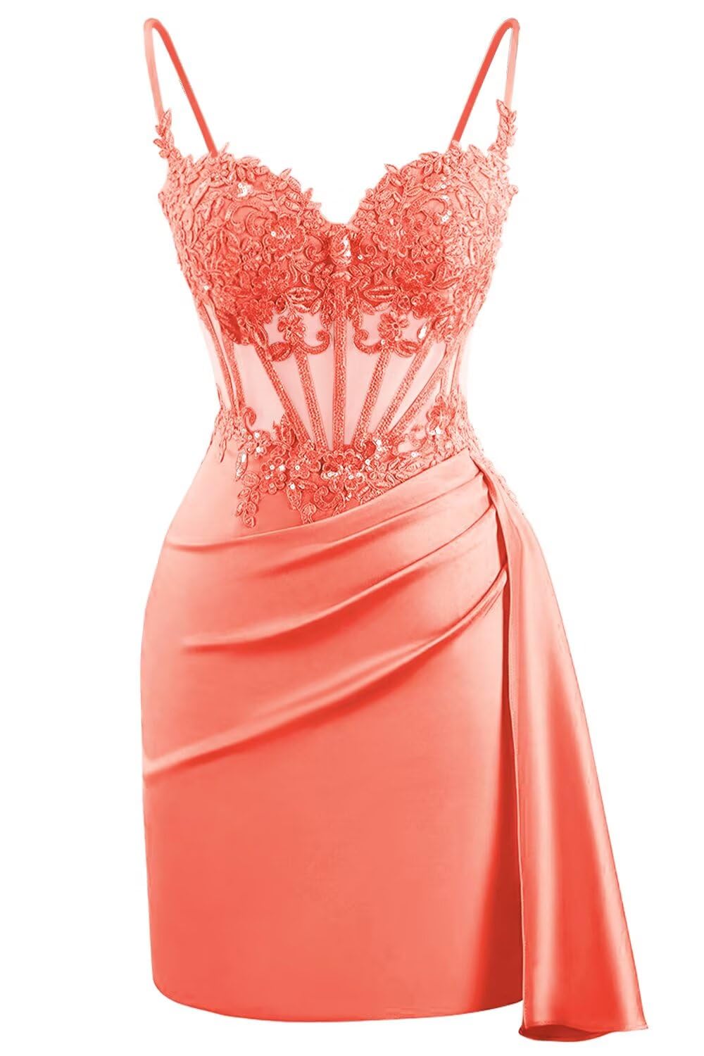 Lace Satin Homecoming Dresses for Teens 2027 Short Prom Dress Spaghetti Straps Corset Cocktail Formal Evening Gowns