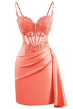 Lace Satin Homecoming Dresses for Teens 2027 Short Prom Dress Spaghetti Straps Corset Cocktail Formal Evening Gowns