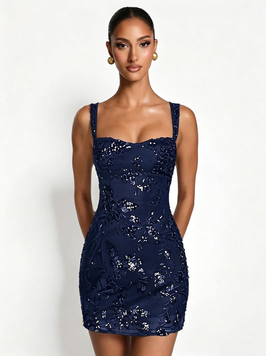 Sequin Homecoming Dresses Short Floral Sparkly Cocktail Dress for Teens