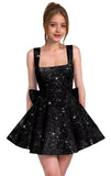 Sparkly Sequin Homecoming Dresses for Teens Short Prom Dress Square Neck Bow Formal Cocktail Gowns with Pockets