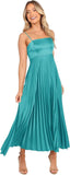 Midi Pleated Bridesmaid Dresses for Women Tea Length Formal Wedding Guest Dresses Prom Formal Gowns
