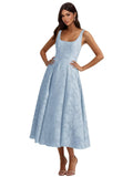 Floral Lace Bridesmaid Dresses for Women Tea Length A Line Pleated Wedding Guest Dress Formal Gown