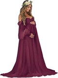 Kingbridal Pearl Tulle Maternity Dress for Photoshoot Long Puffy Sleeve Pregnancy Gown