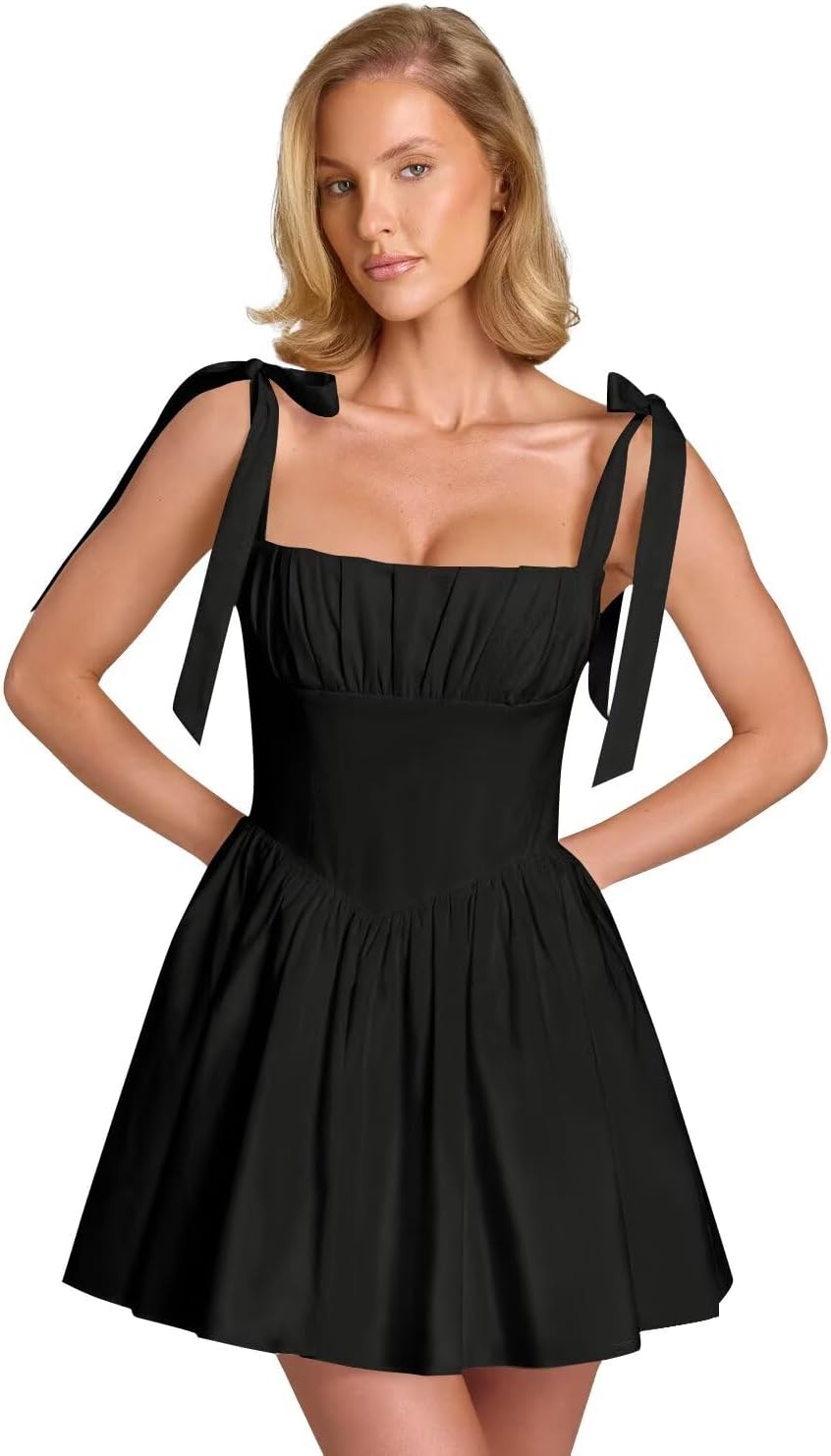 Spaghetti Straps Homecoming Dresses for Teens Satin A-line Short Prom Dress Pleated Cocktail Gowns with Pockets