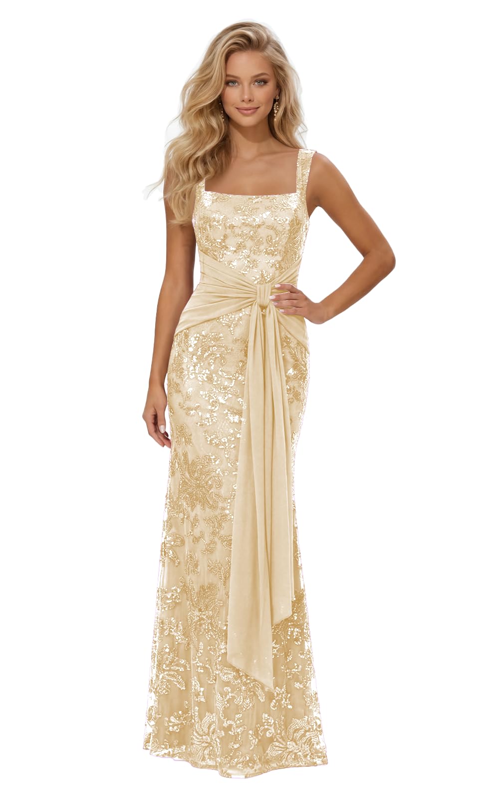Lace Sequin Spaghetti Straps Prom Dress Long Ball Gown 2026 Mermaid Front Tie Backless Formal Evening Gowns