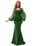 Kingbridal Gowns Long Sleeve Prom Dresses 2026 Mermaid Satin Formal Dress for Women Sparkly Sequin Halter Neck Evening Party Gowns