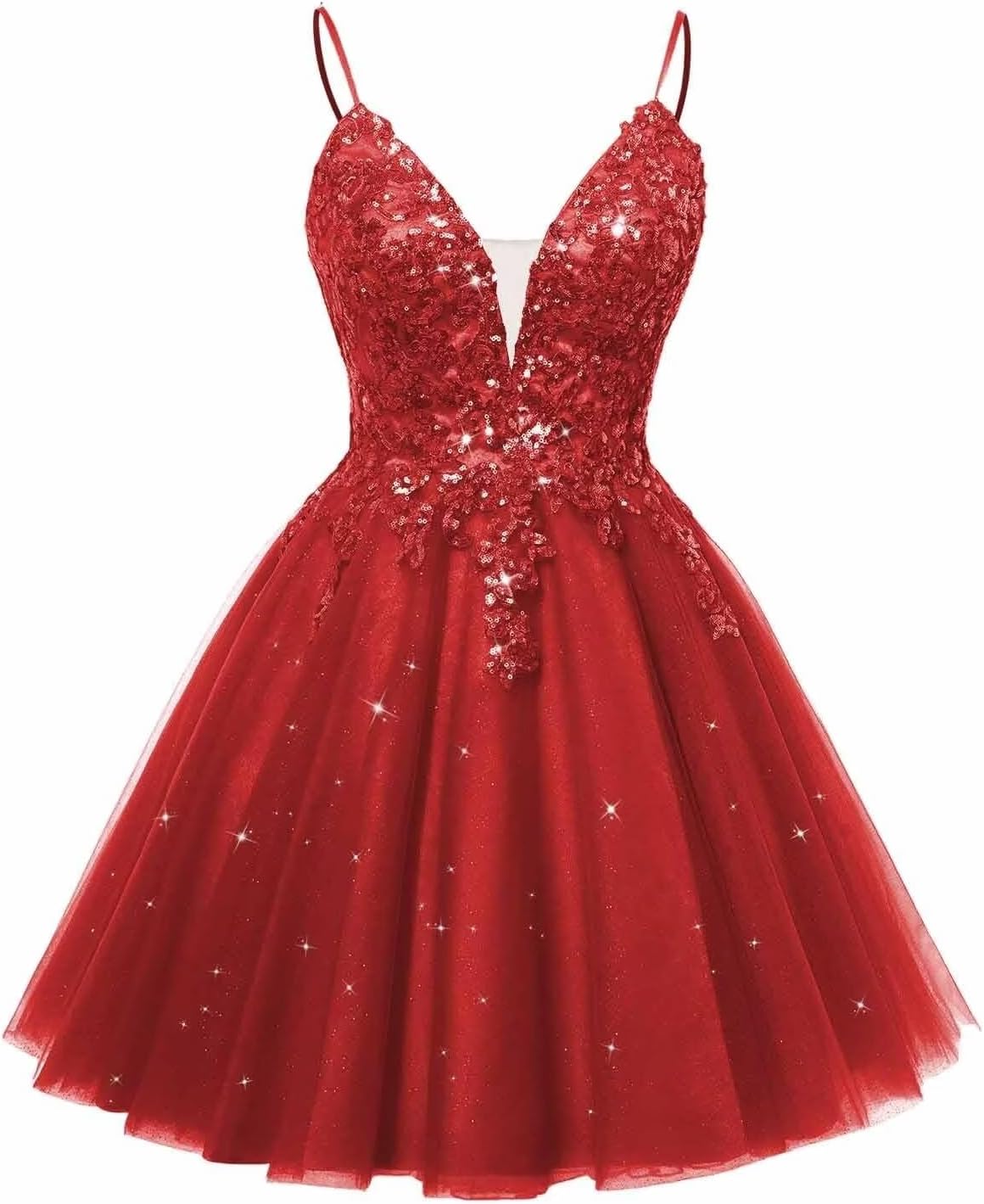 Spaghetti Straps Sequin Lace Appliques Short Homecoming Dresses for Teens Glitter Tulle Prom Party Dresses