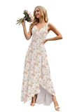 Women’s Long Bridesmaid Dresses Sleeveless V-Neck Formal Wedding Guest Chiffon Prom Gowns for Teens